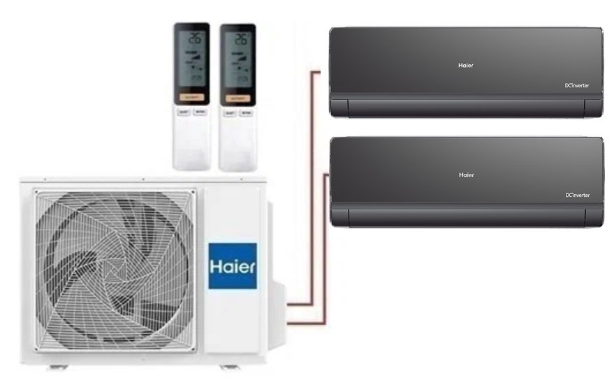 Мульти сплит-система на 2 комнаты 35+35 м2 Haier 2х AS12NS6ERA-B/2U50S2SM1FA-3 Lightera Super Match с Wi-Fi модулем ESP32 — изображение 4